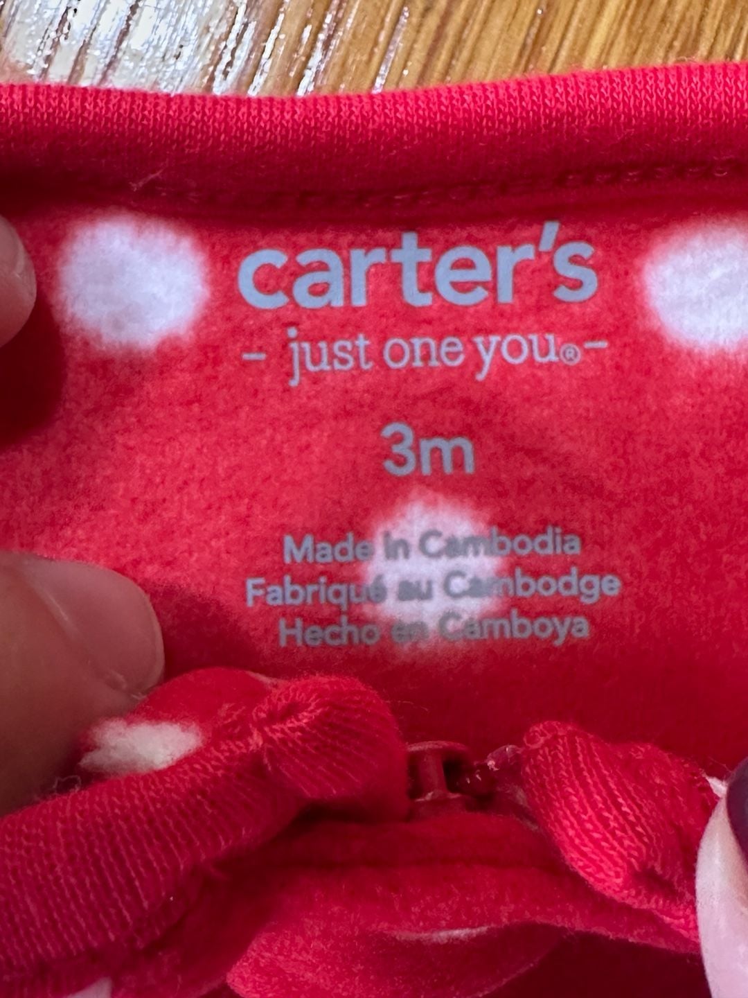 Carter's Just One You Reindeer Footed Sleeper Size 3M Red Polka Dot Fleece 4