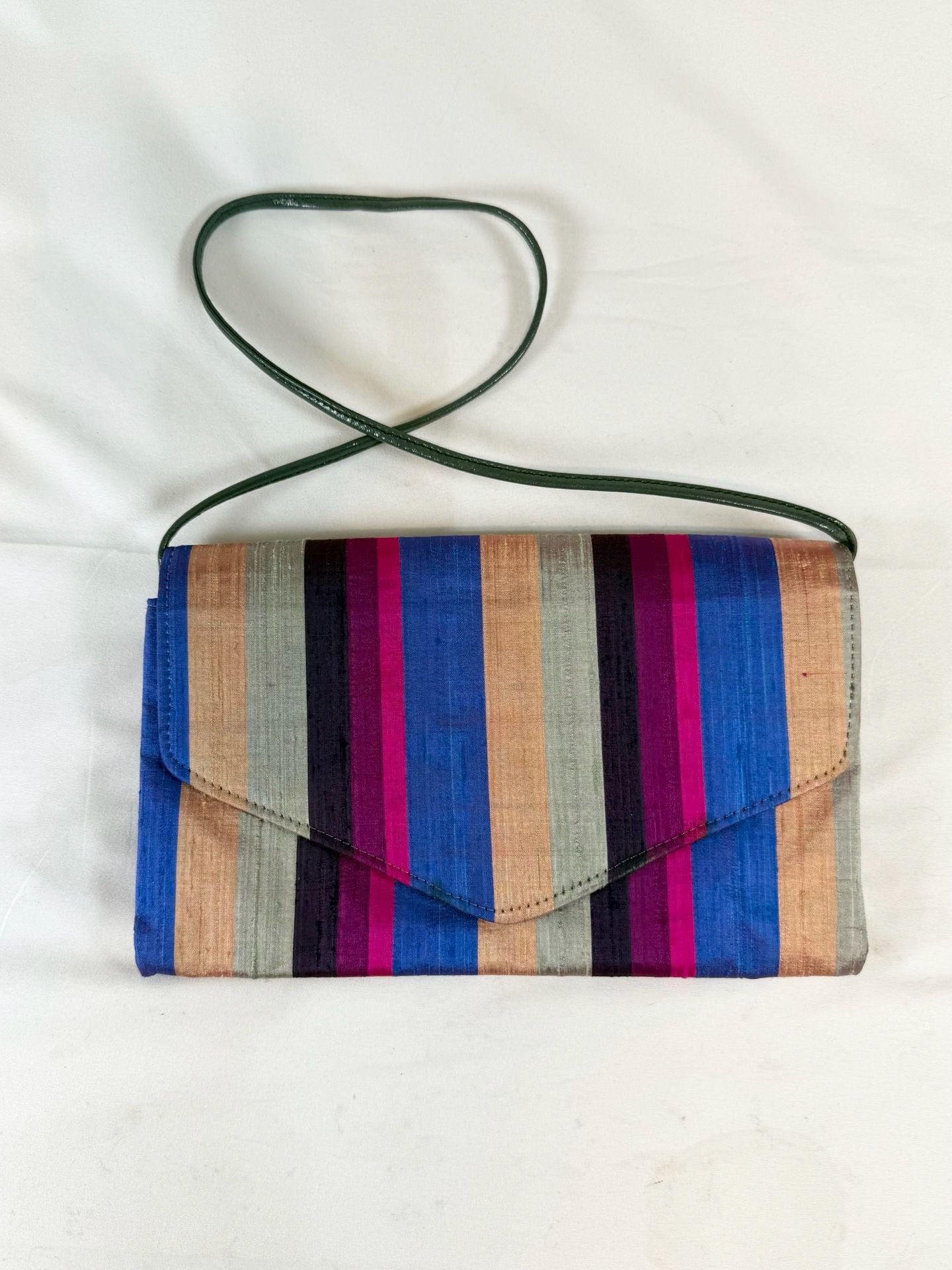 Nuline Striped Silk Clutch Shoulder Bag Multicolor indie vanguard, artisan textile, maximalist, colorful vintage, whimsigoth 2