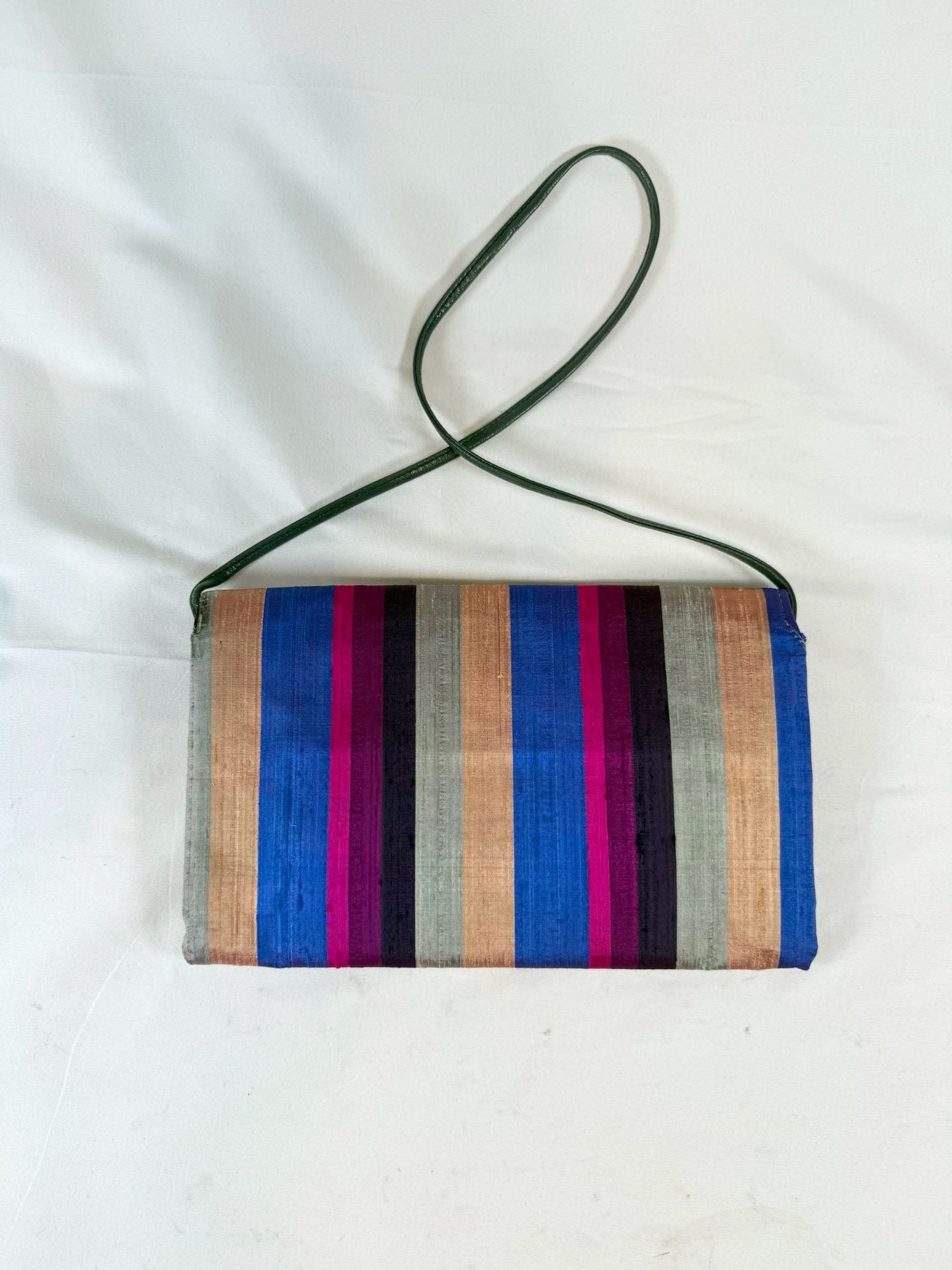 Nuline Striped Silk Clutch Shoulder Bag Multicolor indie vanguard, artisan textile, maximalist, colorful vintage, whimsigoth 3
