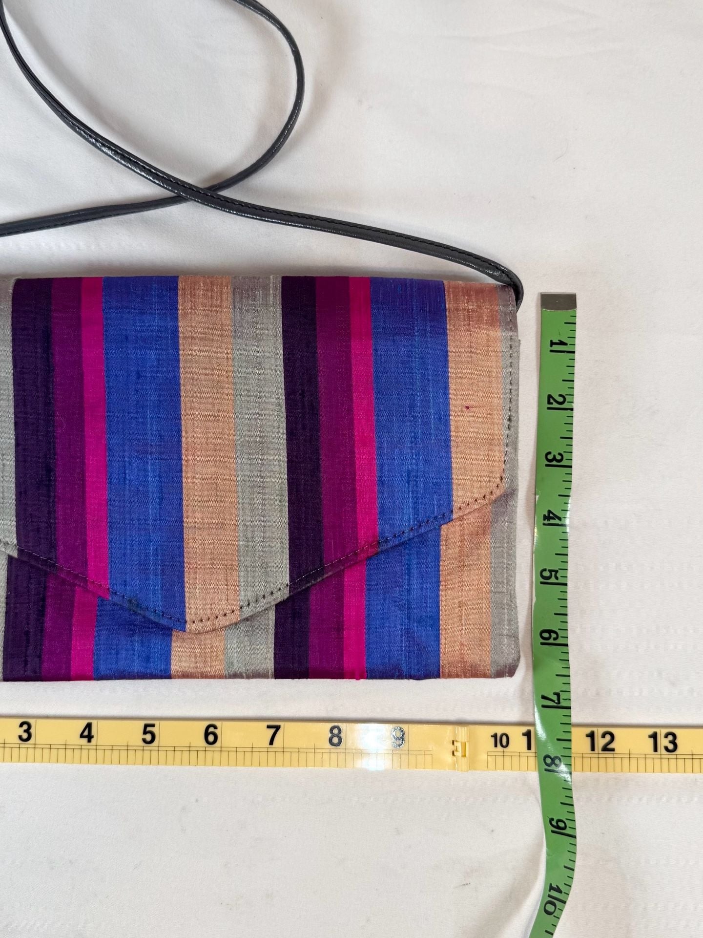 Nuline Striped Silk Clutch Shoulder Bag Multicolor indie vanguard, artisan textile, maximalist, colorful vintage, whimsigoth 4