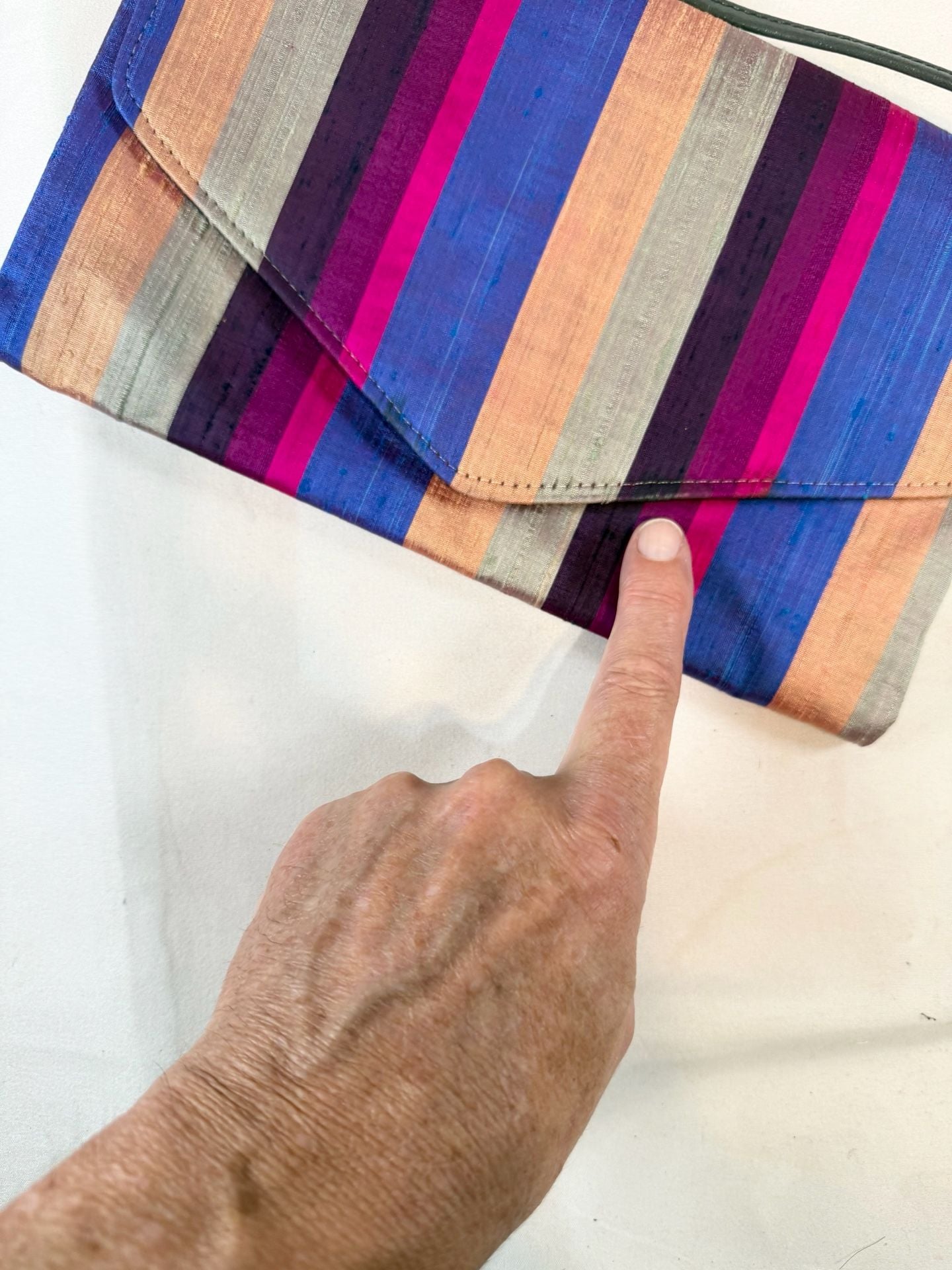 Nuline Striped Silk Clutch Shoulder Bag Multicolor indie vanguard, artisan textile, maximalist, colorful vintage, whimsigoth 7