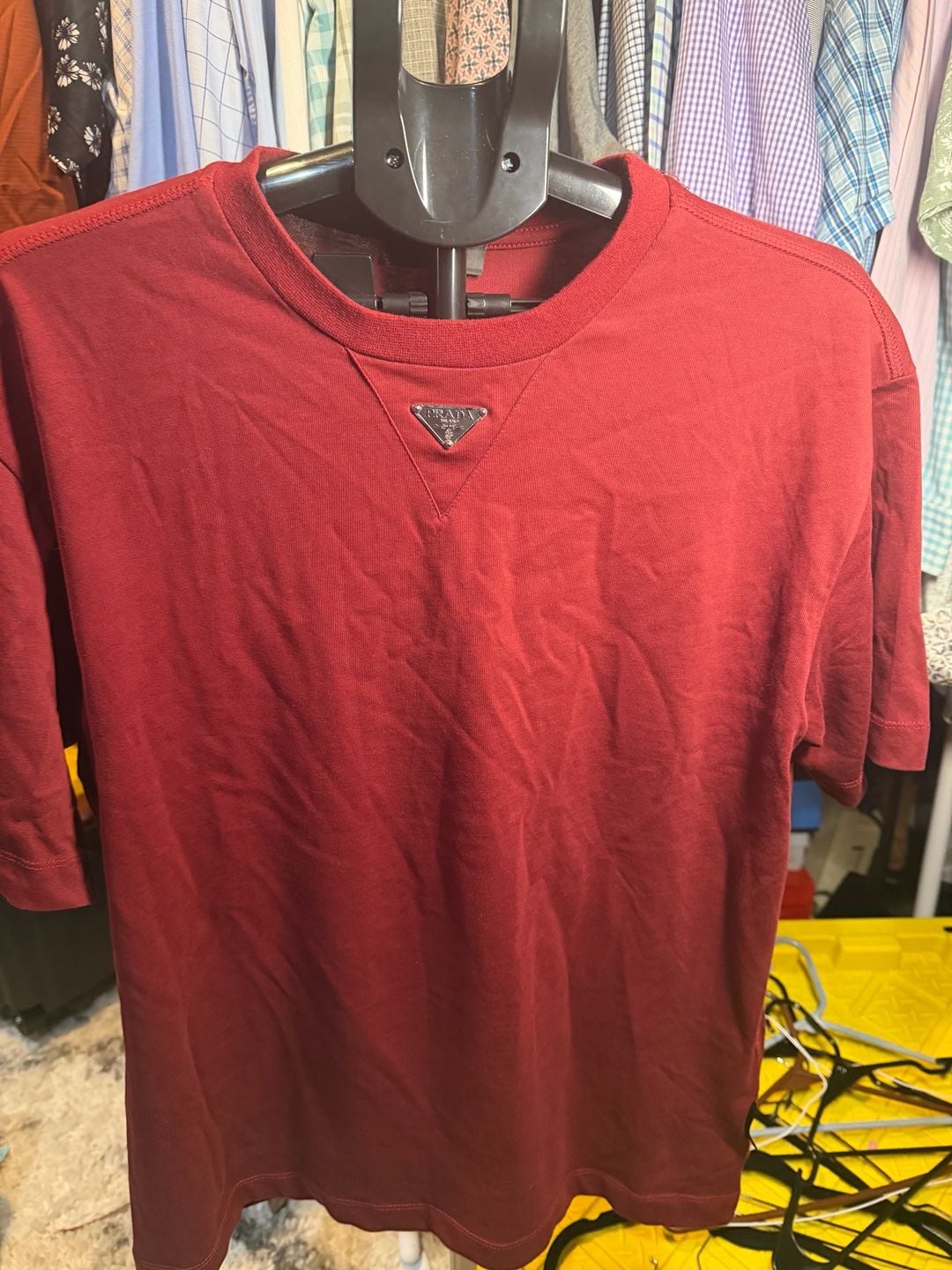 Prada Triangle Logo Cotton T-Shirt Red 4