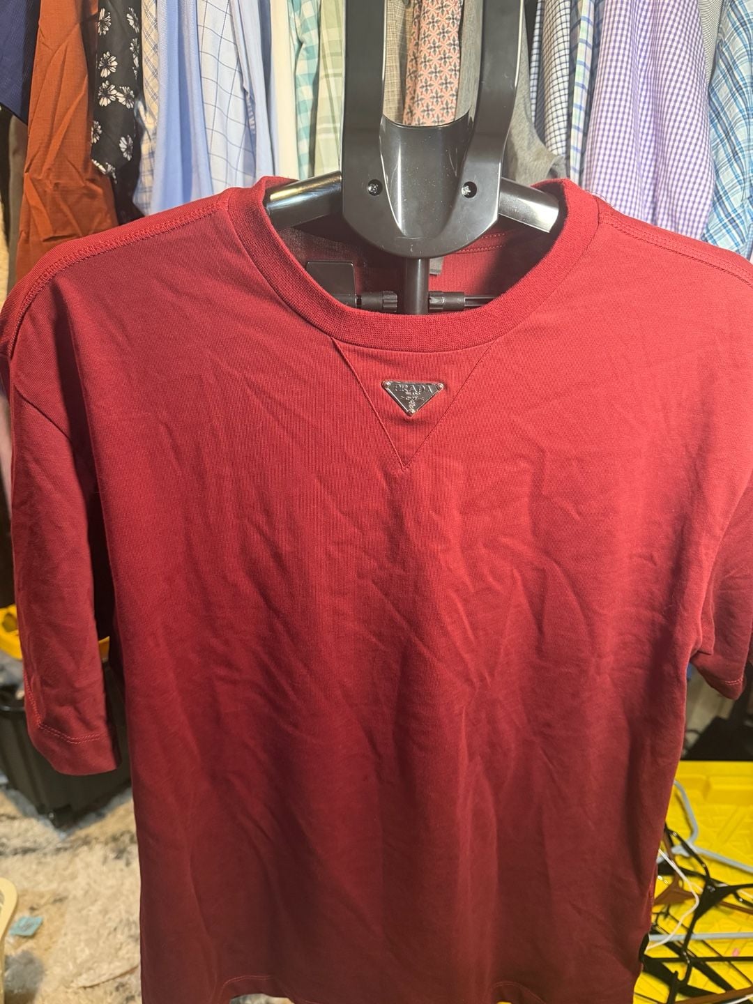 Prada Triangle Logo Cotton T-Shirt Red 5