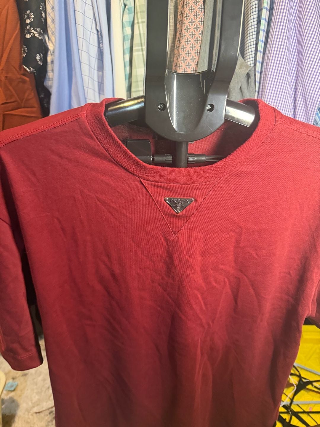 Prada Triangle Logo Cotton T-Shirt Red 6