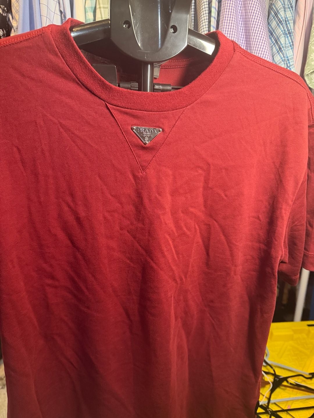 Prada Triangle Logo Cotton T-Shirt Red 7