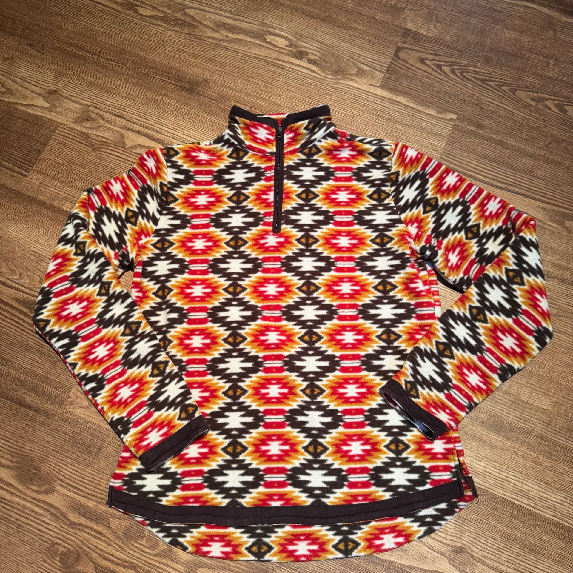Outback Trading Co Women’s L Southwest Aztec Fleece 1/4 Zip Pullover Western 3