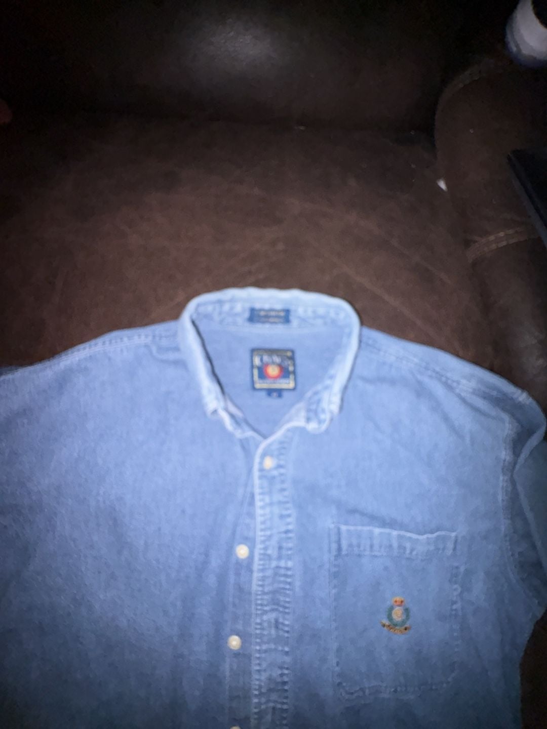 Chaps Ralph Lauren Denim Shirt Blue Crest Long Sleeve Button Down 2