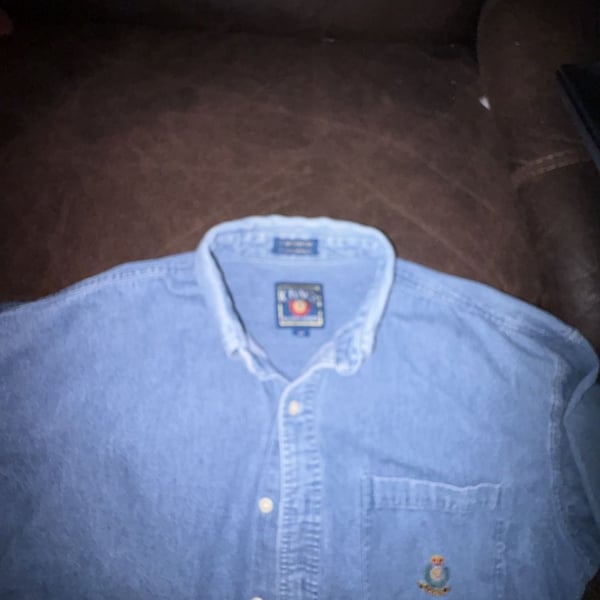 Chaps Ralph Lauren Denim Shirt Blue Crest Long Sleeve Button Down