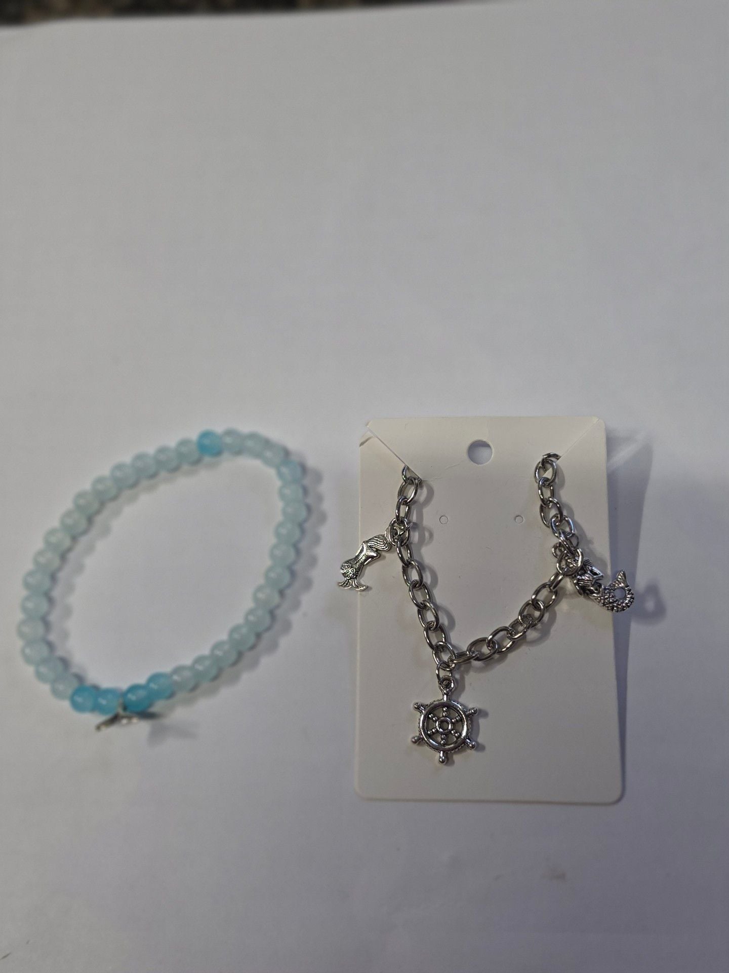 Nautical Charm Bracelet And Beaded Bracelet Set 1