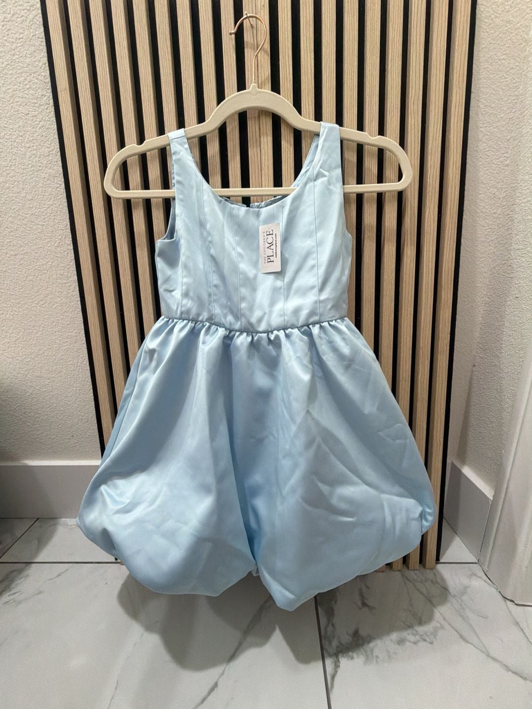 The Children's Place Girls Sleeveless Satin Bubble Dress Light Blue New 2