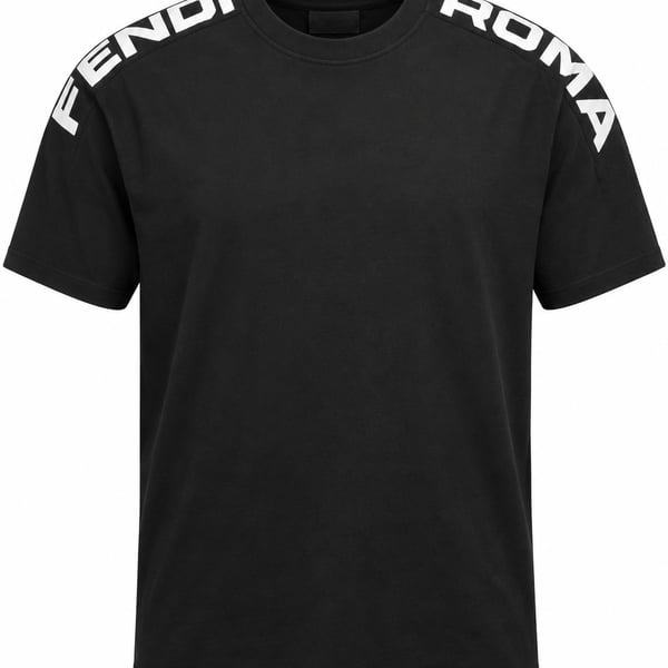 Fendi Logo T-Shirt Size L Black Cotton Short Sleeve