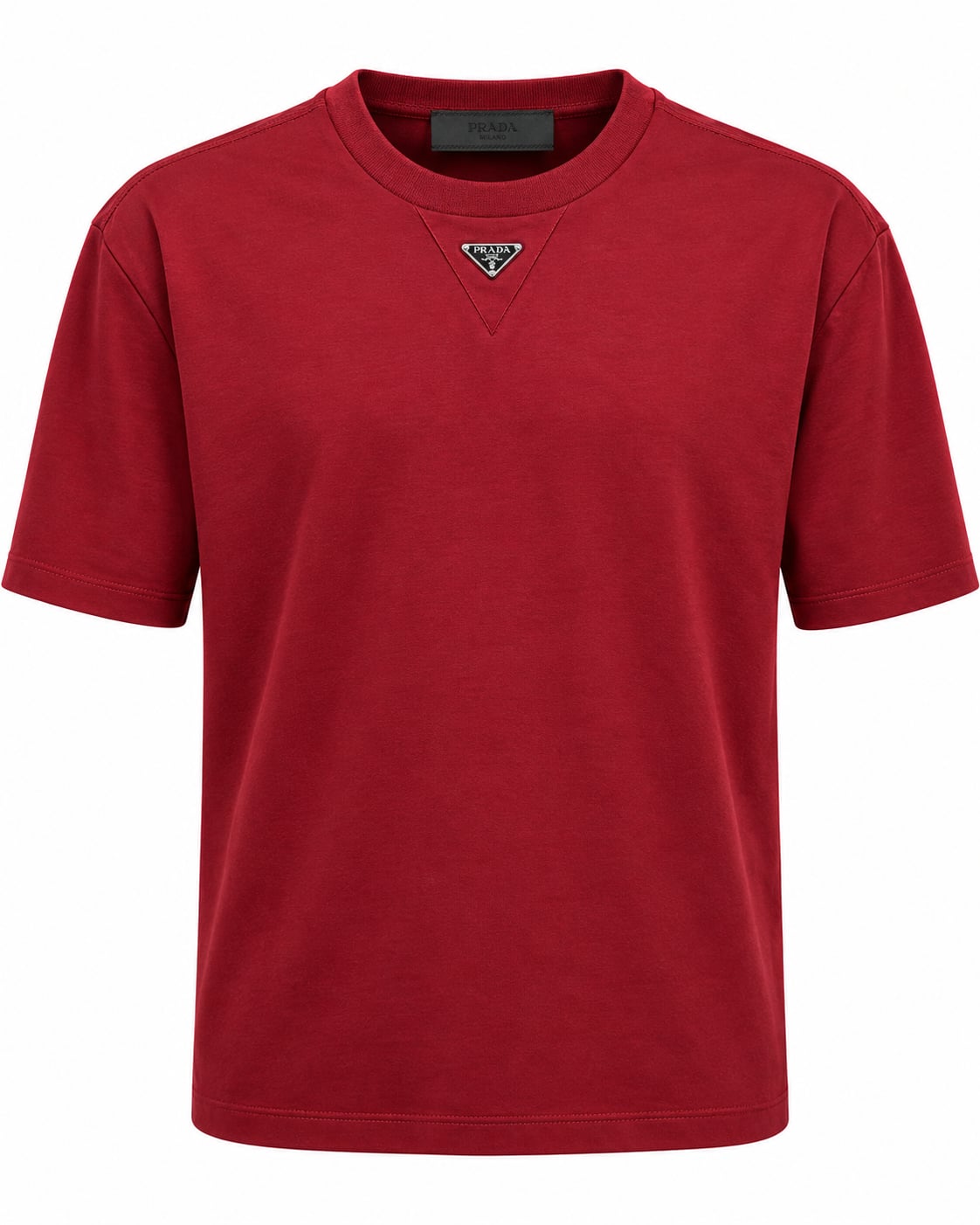 Prada Triangle Logo Cotton T-Shirt Red 3