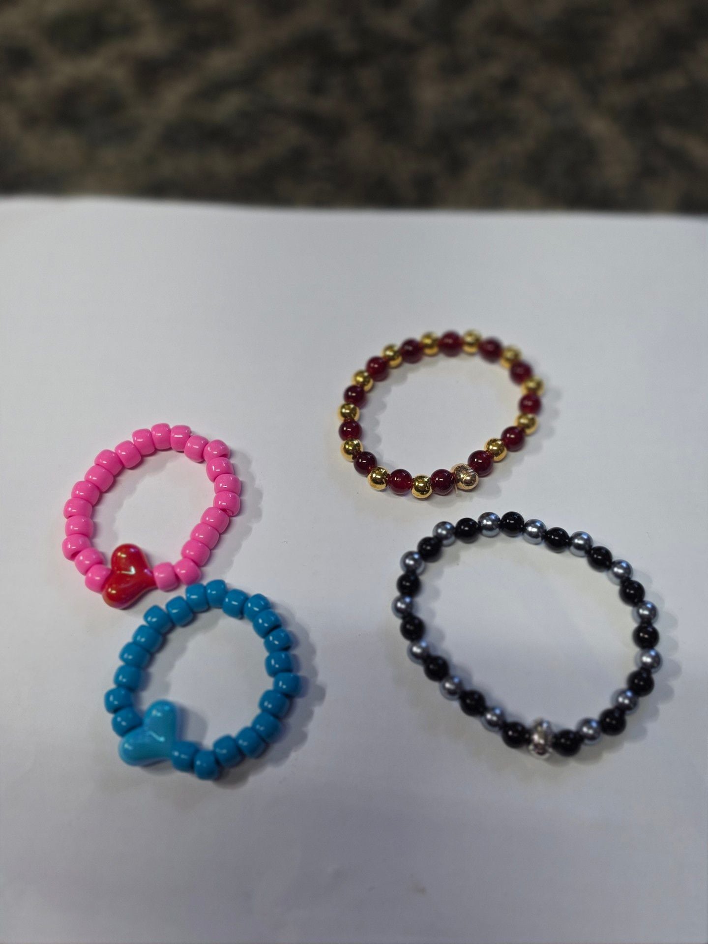 Handmade Beaded Stretch Bracelet Set Of 4 1