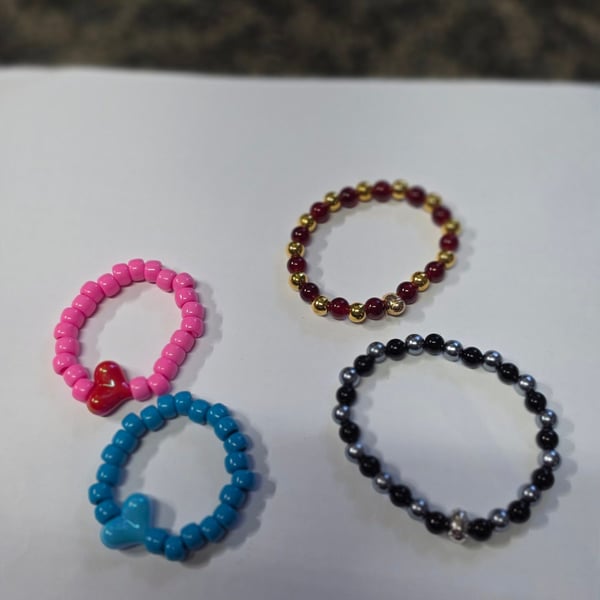 Handmade Beaded Stretch Bracelet Set Of 4