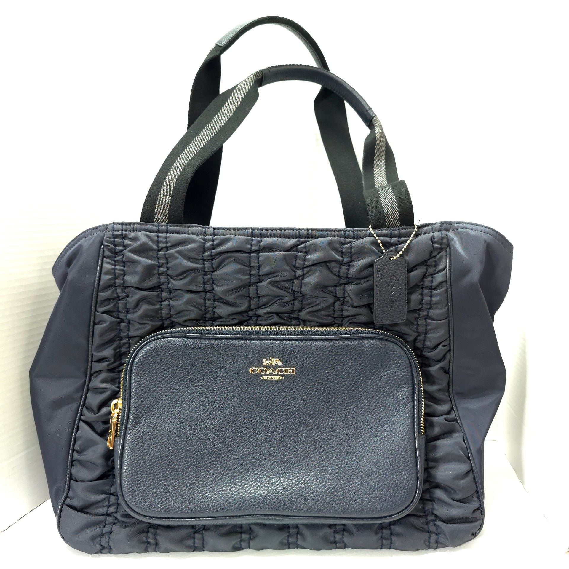 Coach Court Tote With Ruching Midnight Blue Nylon Bag 2