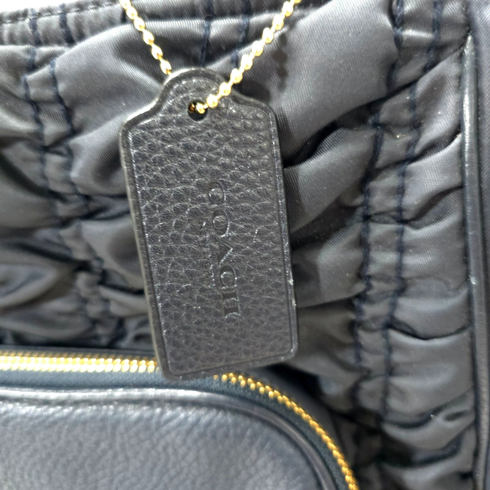 Coach Court Tote With Ruching Midnight Blue Nylon Bag 4