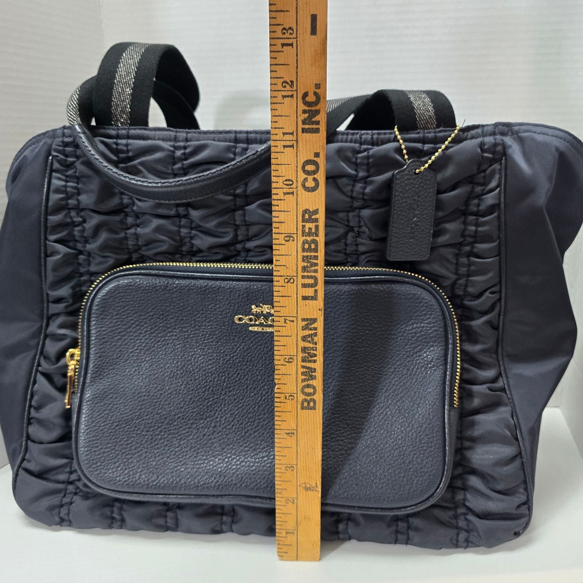 Coach Court Tote With Ruching Midnight Blue Nylon Bag 5