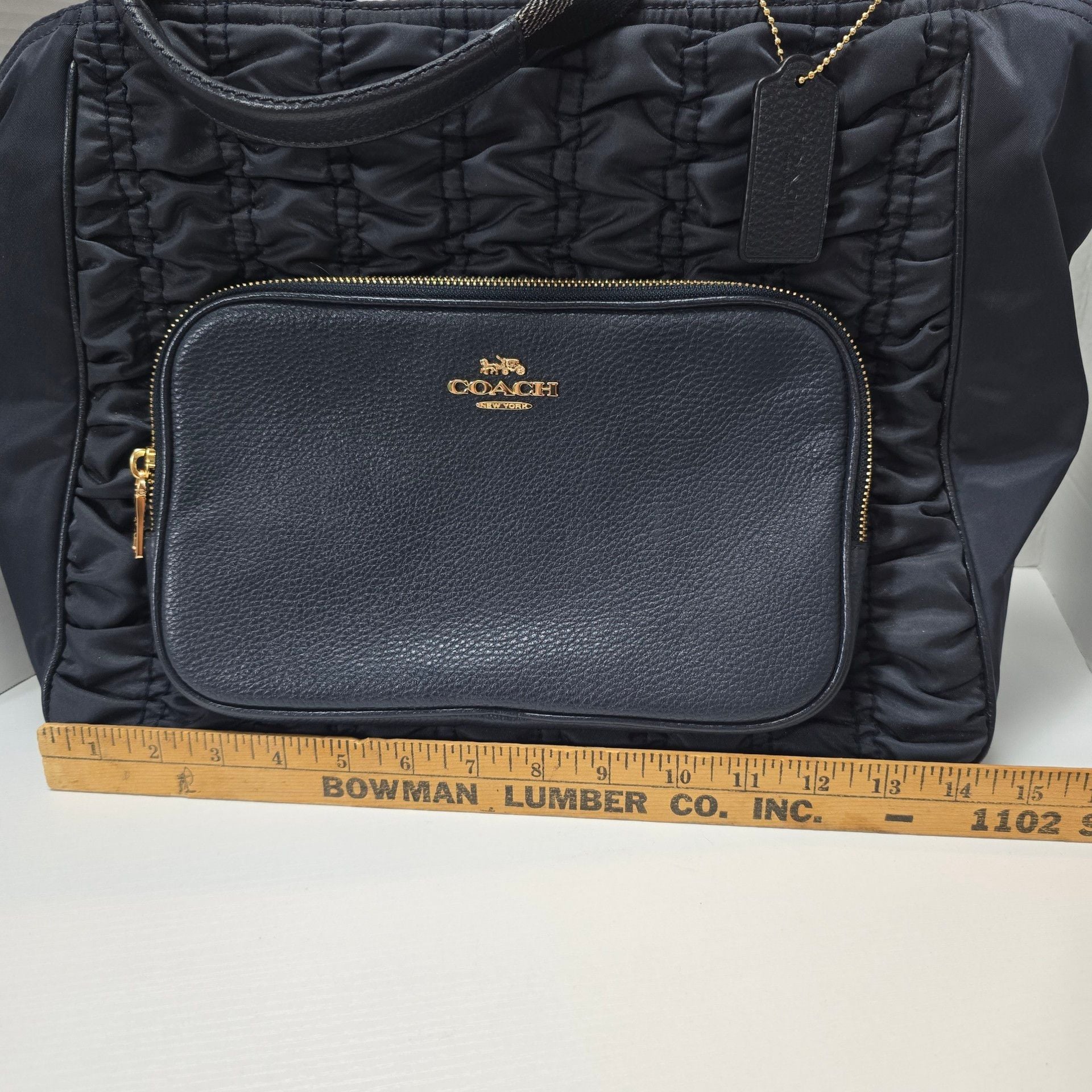 Coach Court Tote With Ruching Midnight Blue Nylon Bag 6