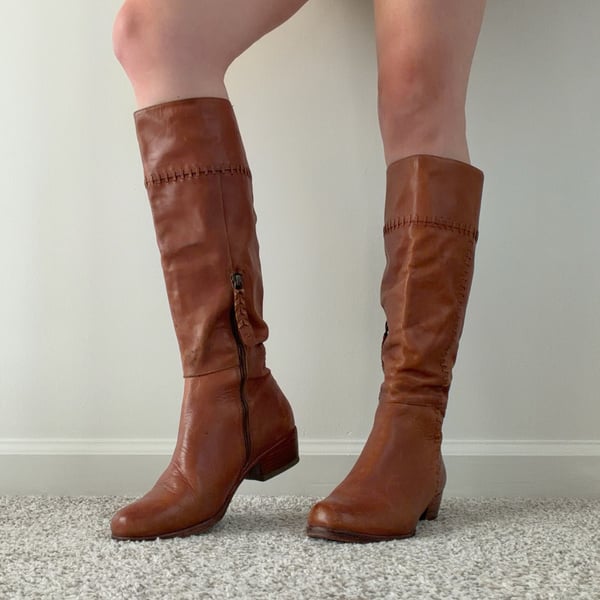 Vintage Tan Leather Campus Boots