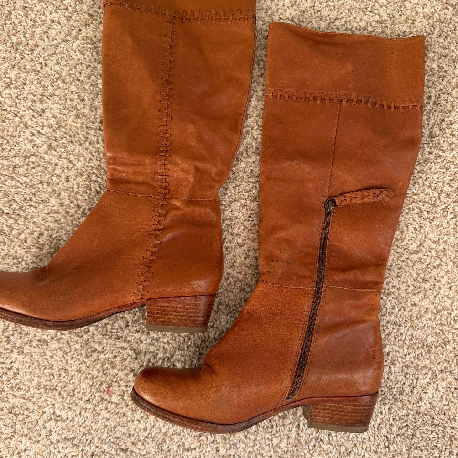 Vintage Tan Leather Campus Boots 8