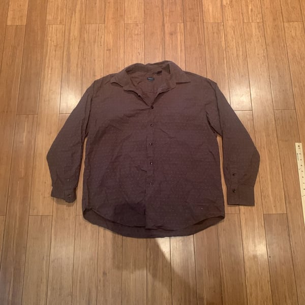 Van Heusen Studio Shirt Size 16-16 1/2 Brown Striped Cotton Long Sleeve