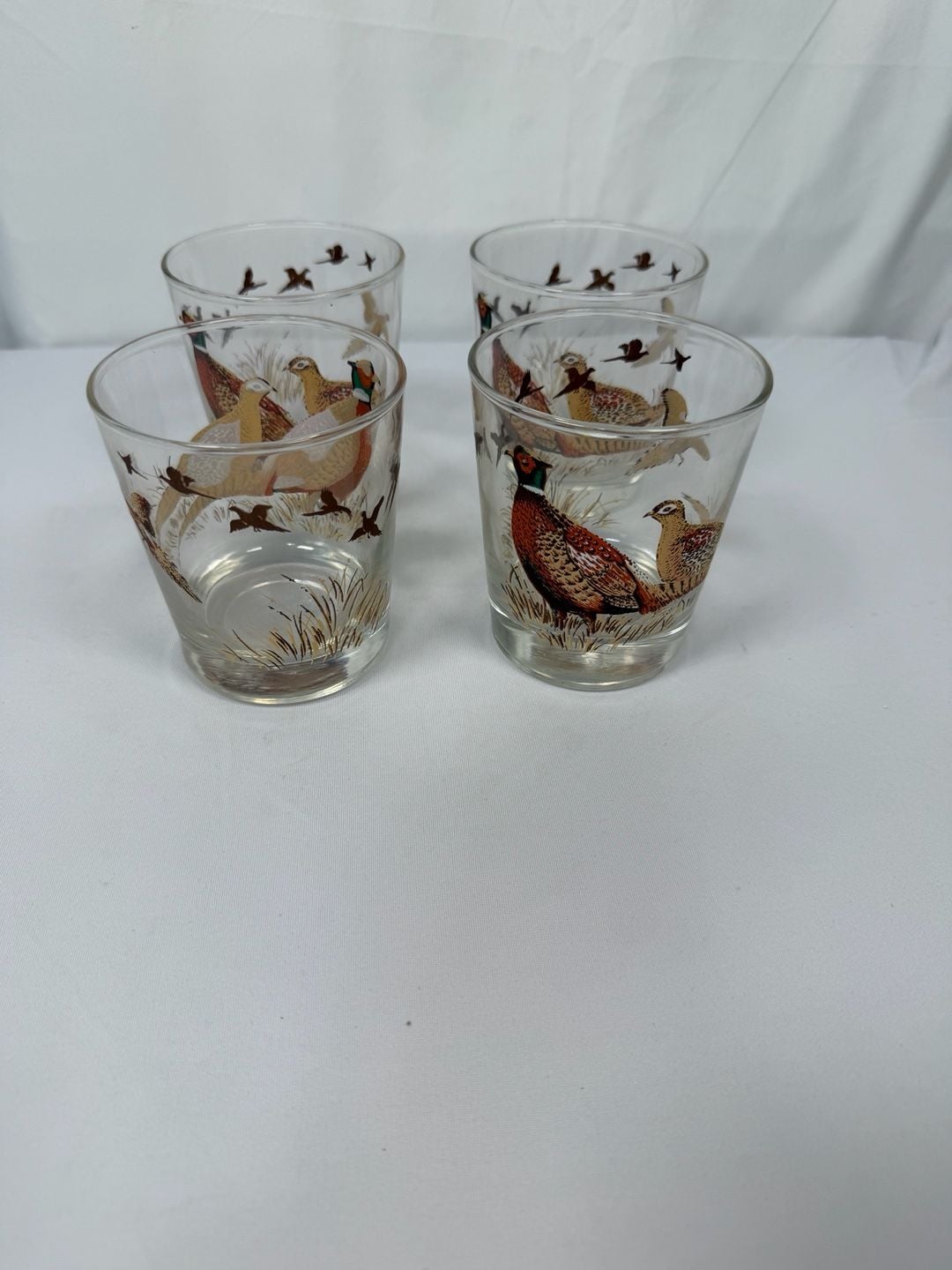 Vintage Libbey Pheasant Hunting Barware Juice Glasses Set of 4 1