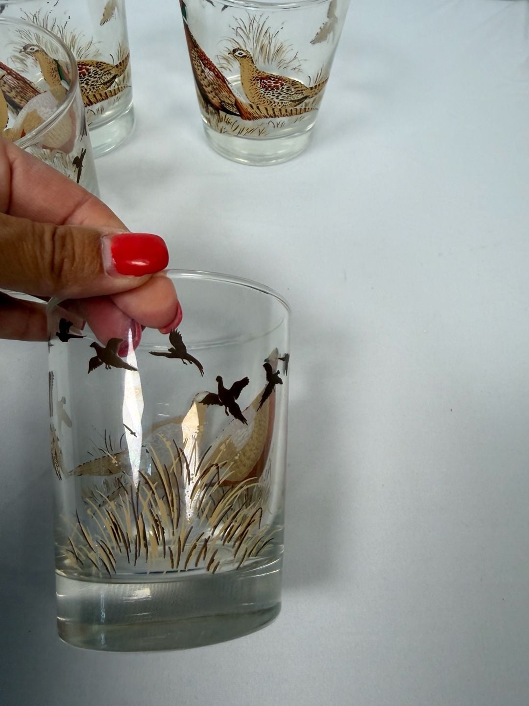 Vintage Libbey Pheasant Hunting Barware Juice Glasses Set of 4 4