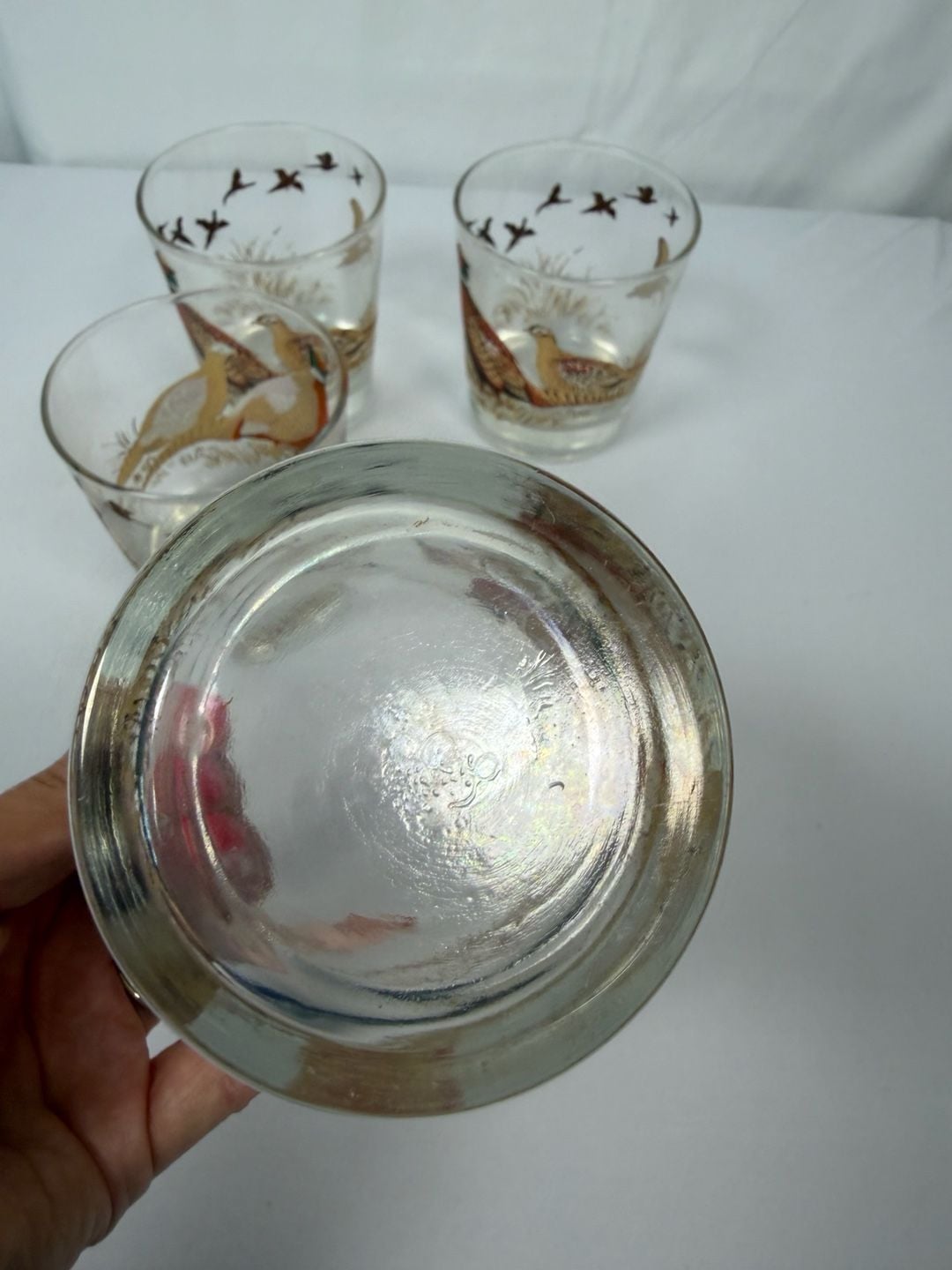 Vintage Libbey Pheasant Hunting Barware Juice Glasses Set of 4 5
