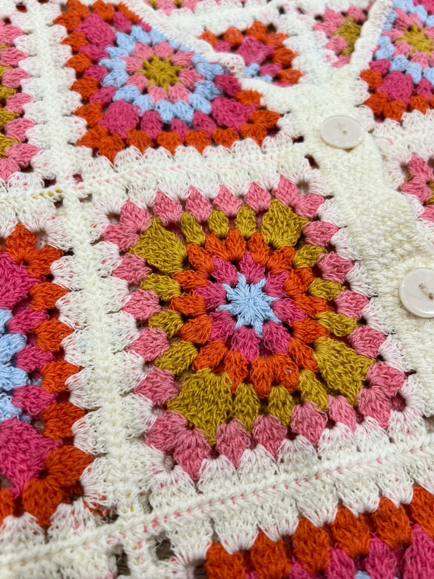 Easy Clothes Aimee Crochet Vest TU Multi Color Granny Square Cardigan 8