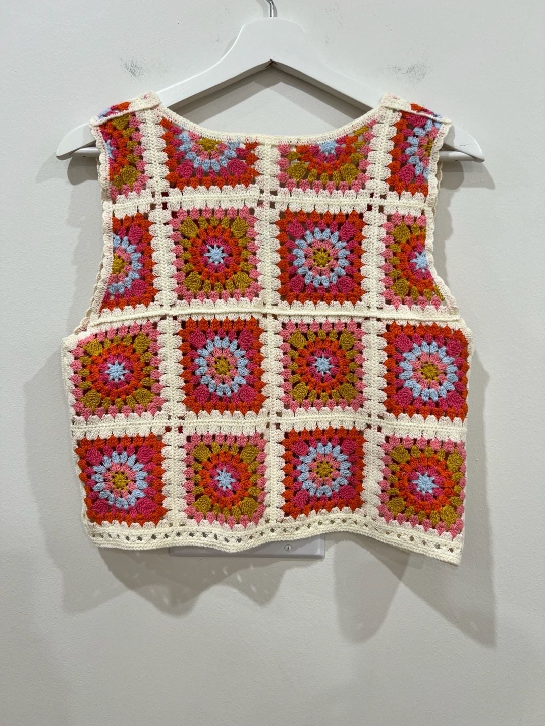 Easy Clothes Aimee Crochet Vest TU Multi Color Granny Square Cardigan 12