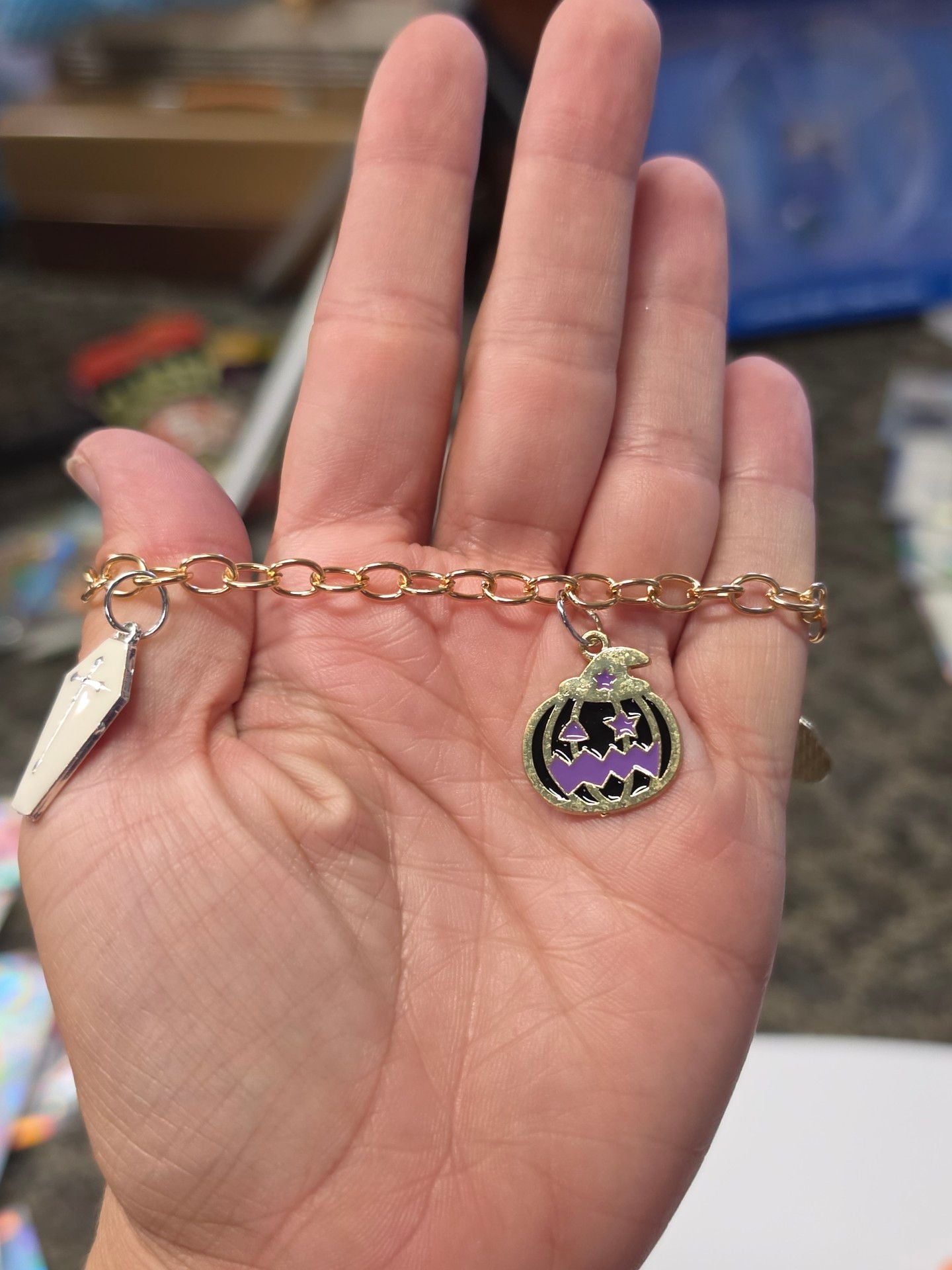 Halloween Beaded Charm Bracelet And Keychain Set 3