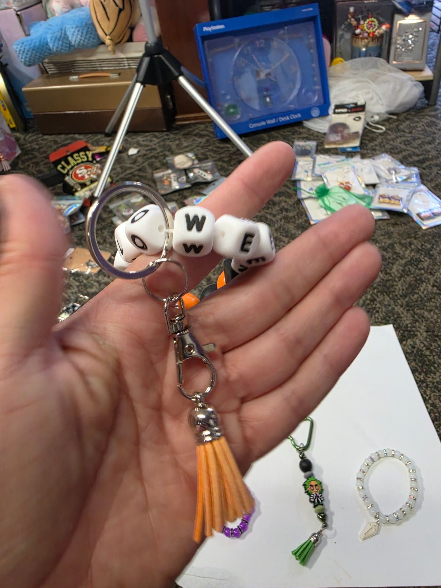 Halloween Beaded Charm Bracelet And Keychain Set 7
