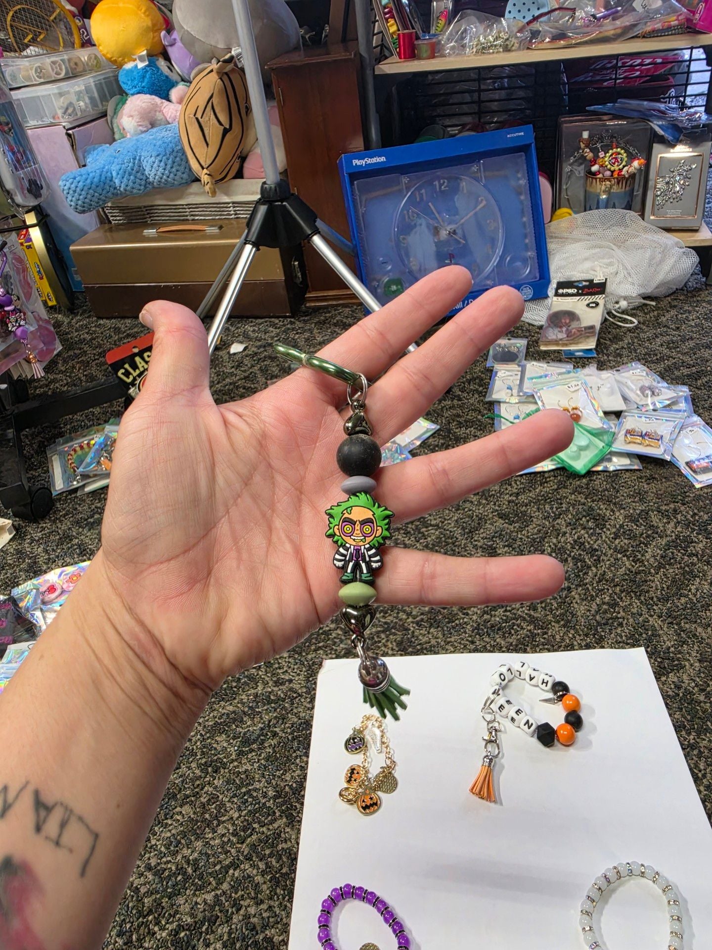 Halloween Beaded Charm Bracelet And Keychain Set 8