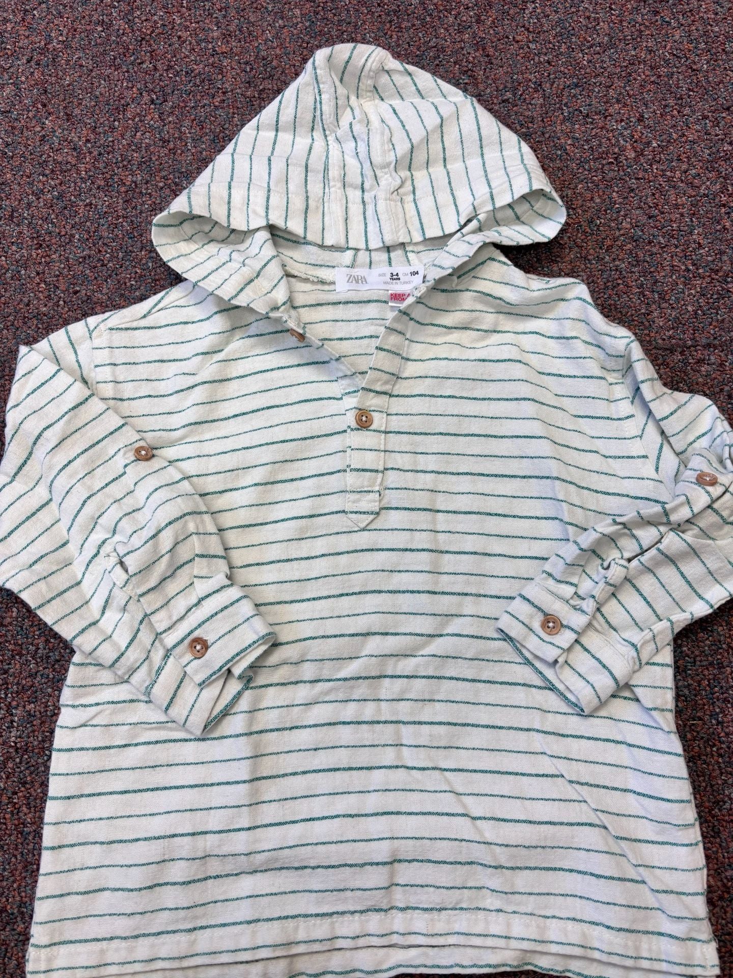 Zara Striped Hooded Shirt Size 3-4 Years 2