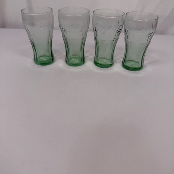 Coca-Cola Mini Glassware Set of 4 Green Contour Glasses