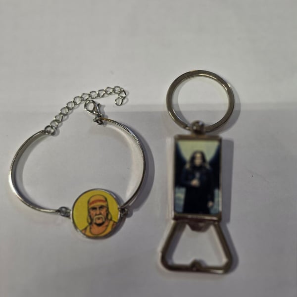 Hulk Hogan Bracelet And Ozzy Osbourne Keychain Bundle