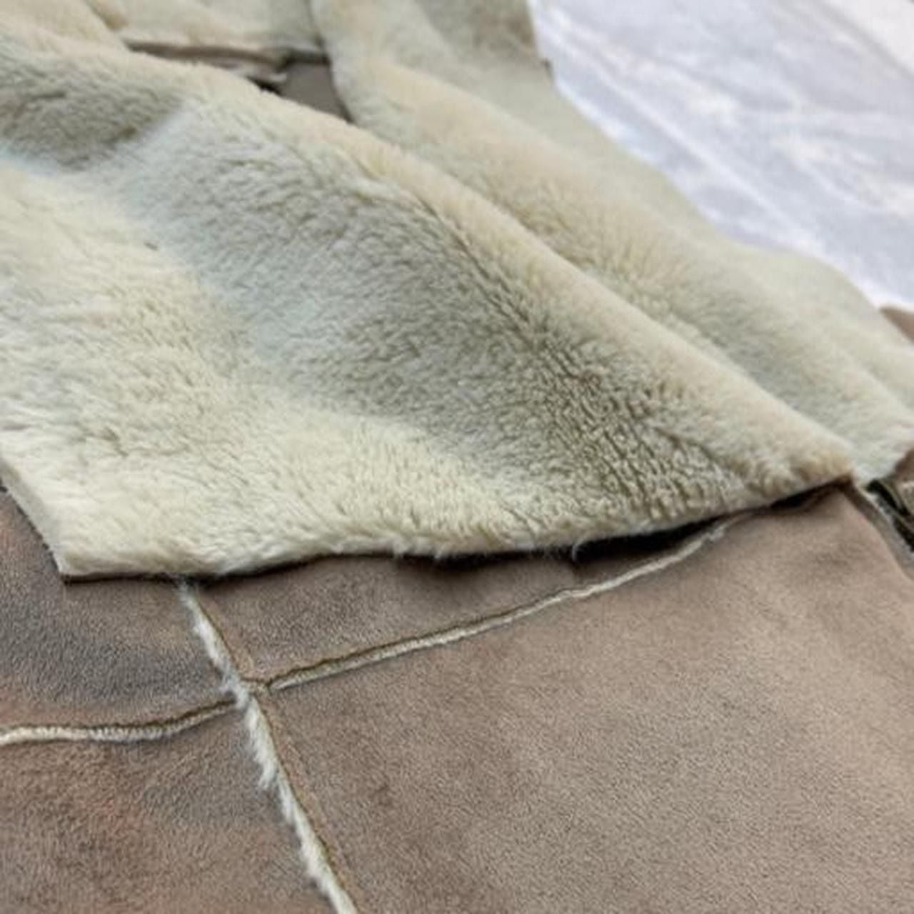 Cupio Faux Suede Vest Size S Tan Sherpa Lined Full Zip Draped Collar 4