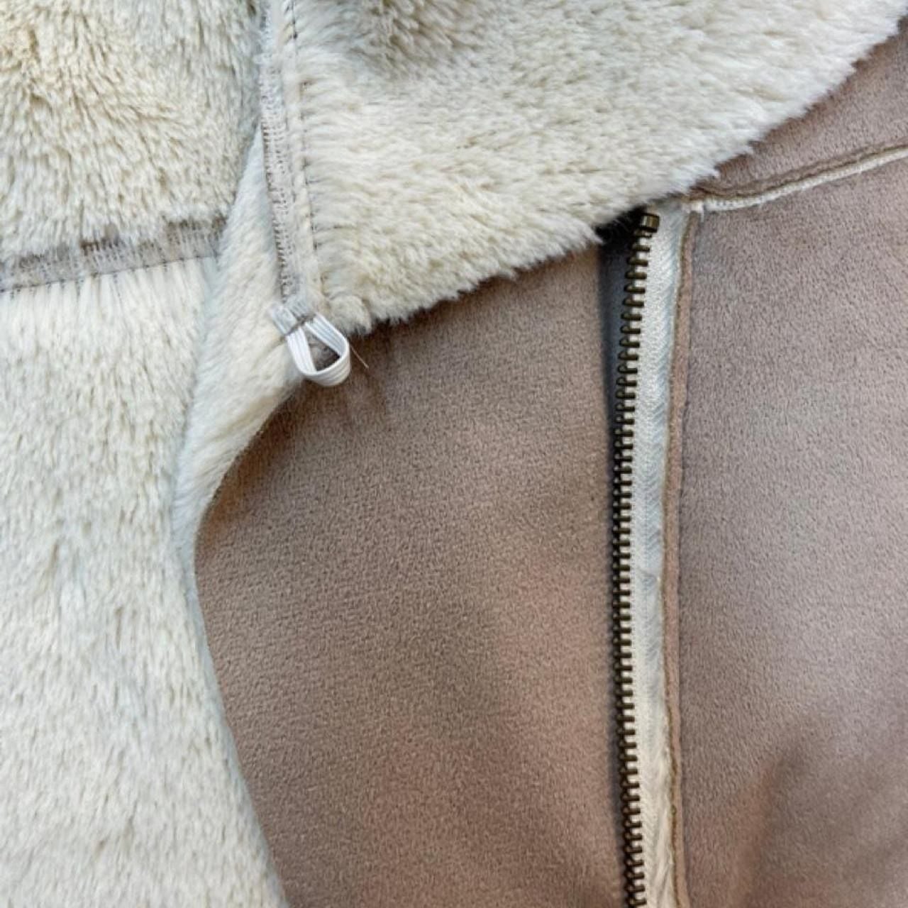 Cupio Faux Suede Vest Size S Tan Sherpa Lined Full Zip Draped Collar 6