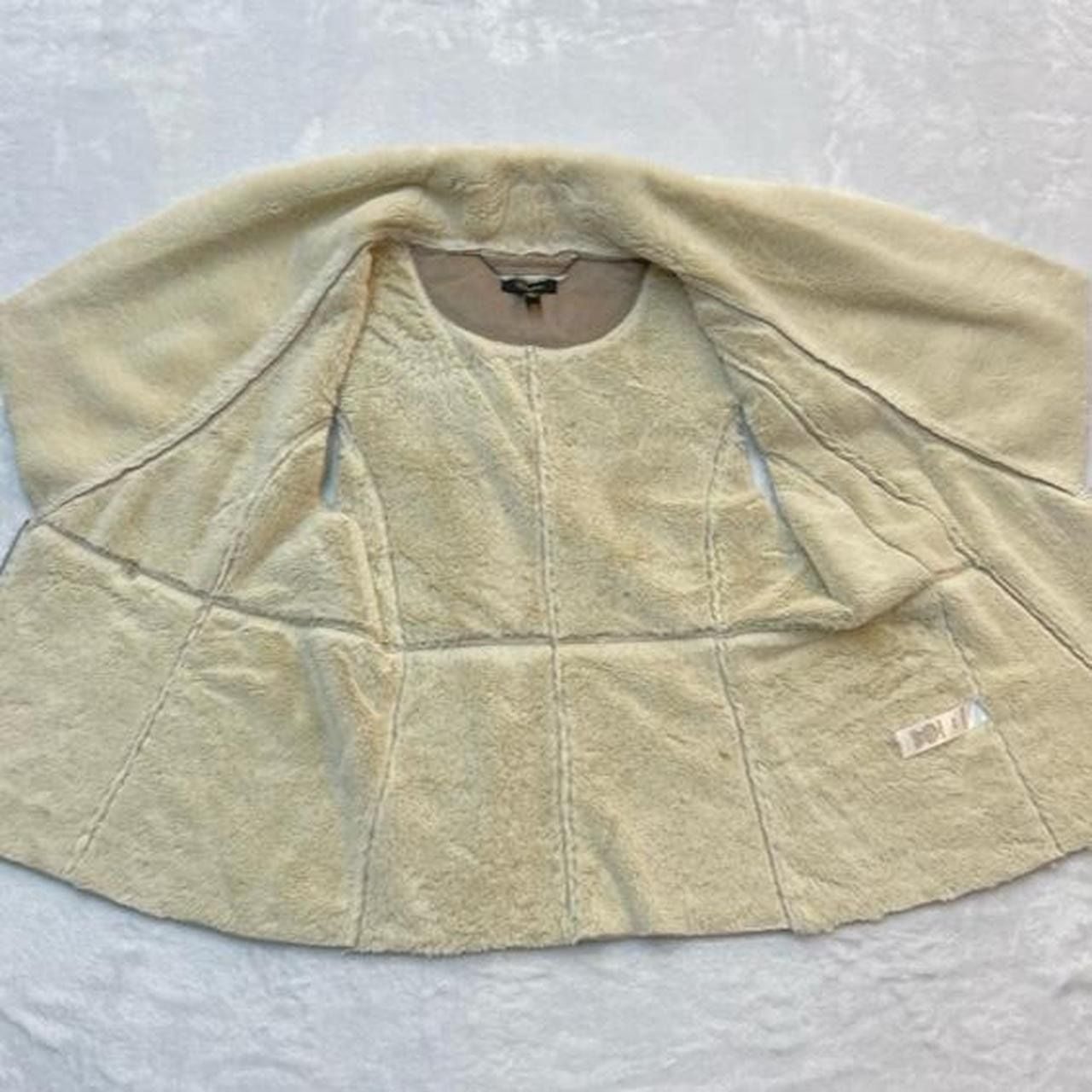 Cupio Faux Suede Vest Size S Tan Sherpa Lined Full Zip Draped Collar 7