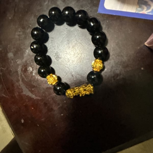 Feng Shui Black Obsidian Pixiu Wealth Beaded Bracelet