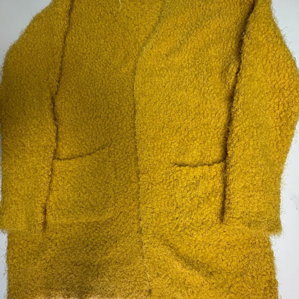 Love Tree Women's Mustard Yellow Long Open Cardigan Sweater Sz Lg