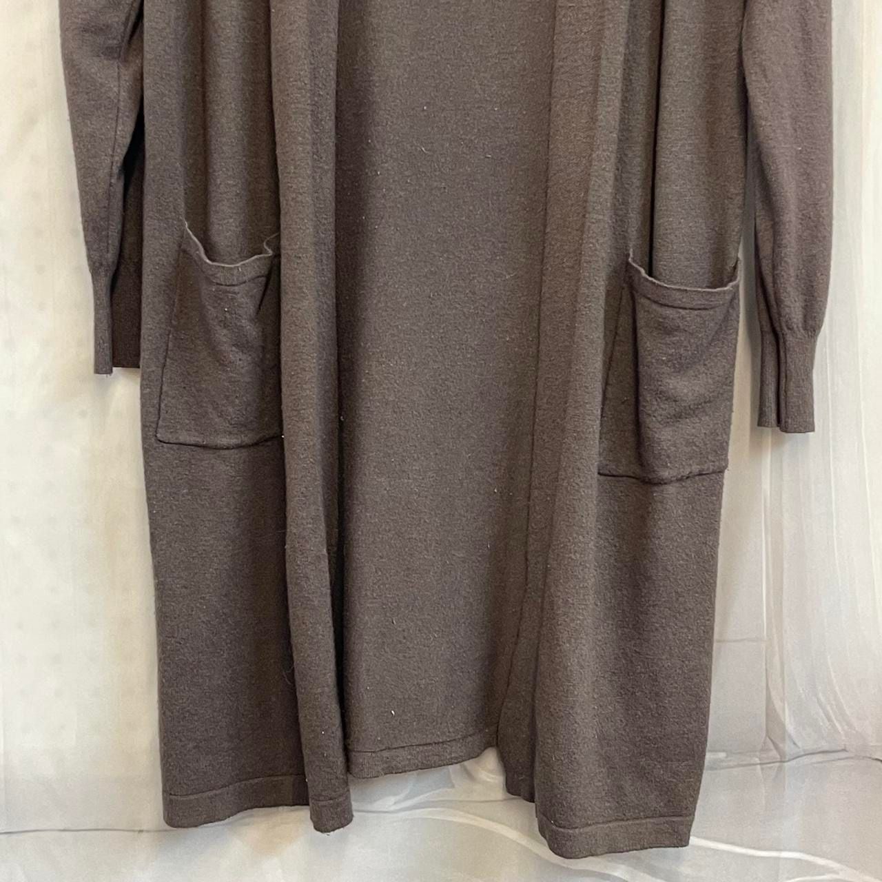 Flying Tomato Size L Large 12-14 Long Cardigan Brown Knit Pockets Open Front 3