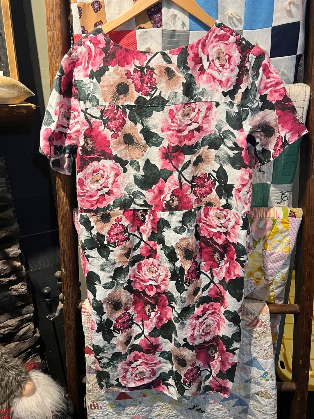 Valentina Naldi Floral Tunic Dress Size XL 100% Linen Made in Italy 3