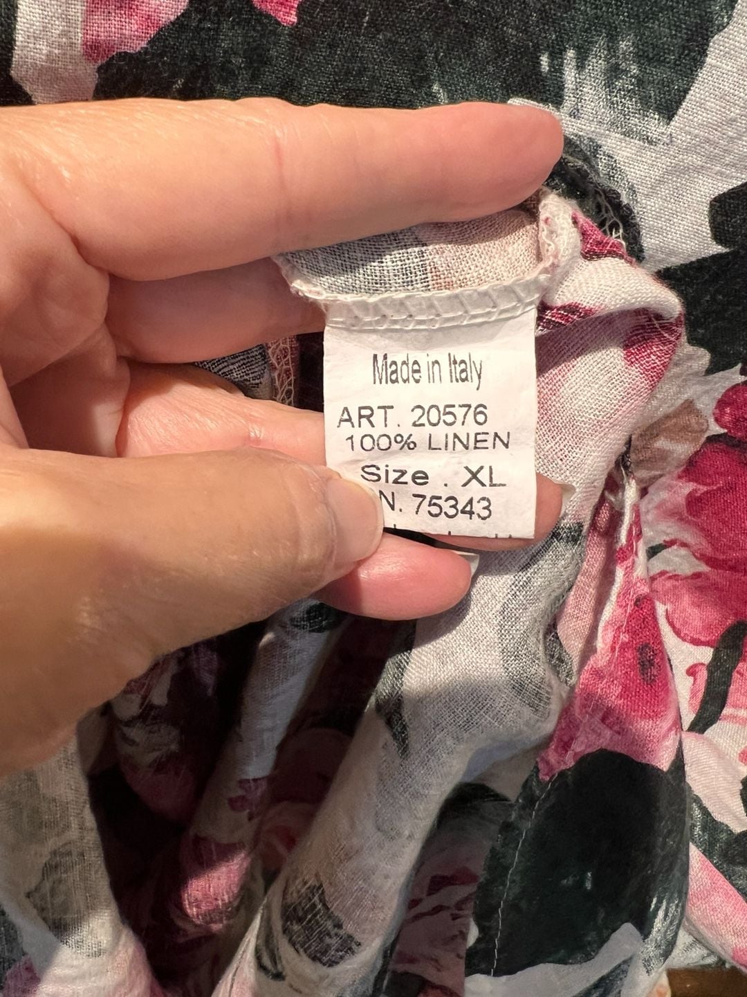 Valentina Naldi Floral Tunic Dress Size XL 100% Linen Made in Italy 5