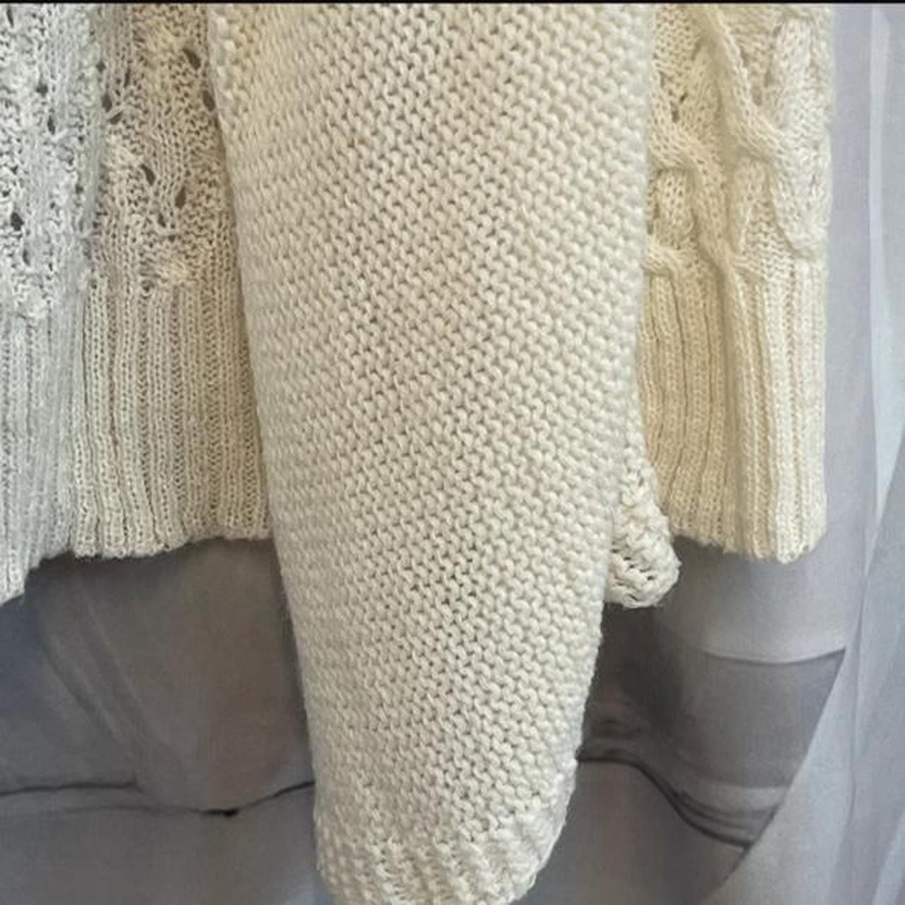 Say What? Y2K Size M Medium 8-10 Cable Knit Long Cardigan Sweater Cream 5