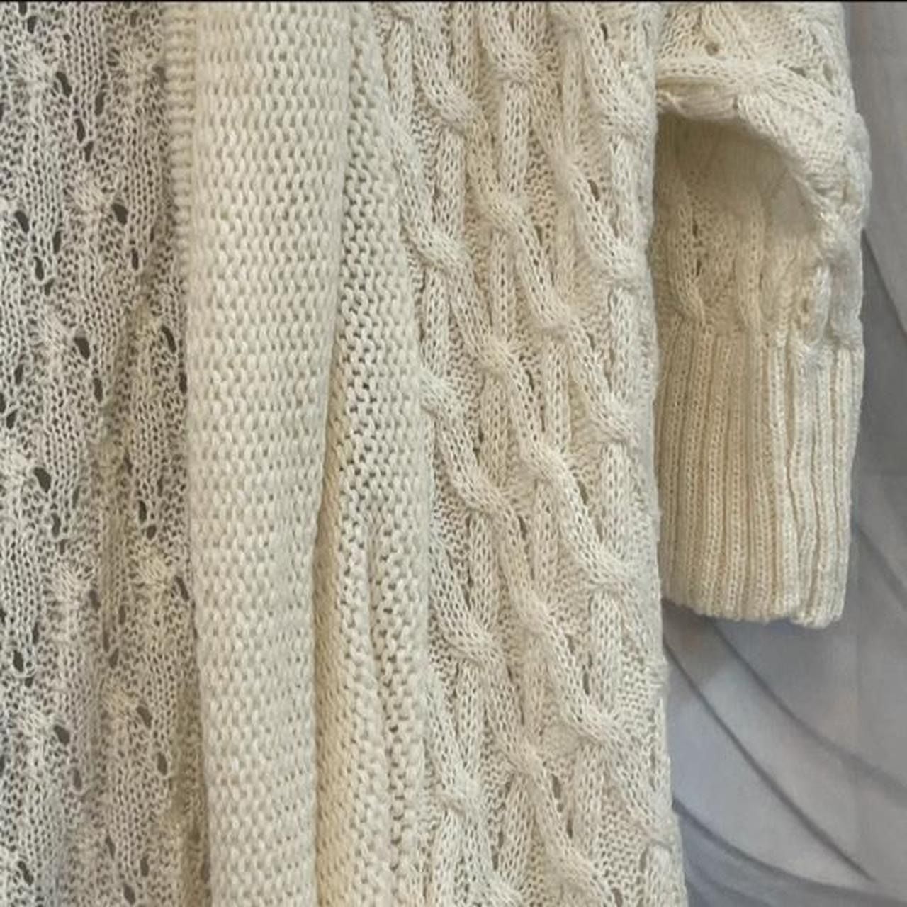 Say What? Y2K Size M Medium 8-10 Cable Knit Long Cardigan Sweater Cream 6