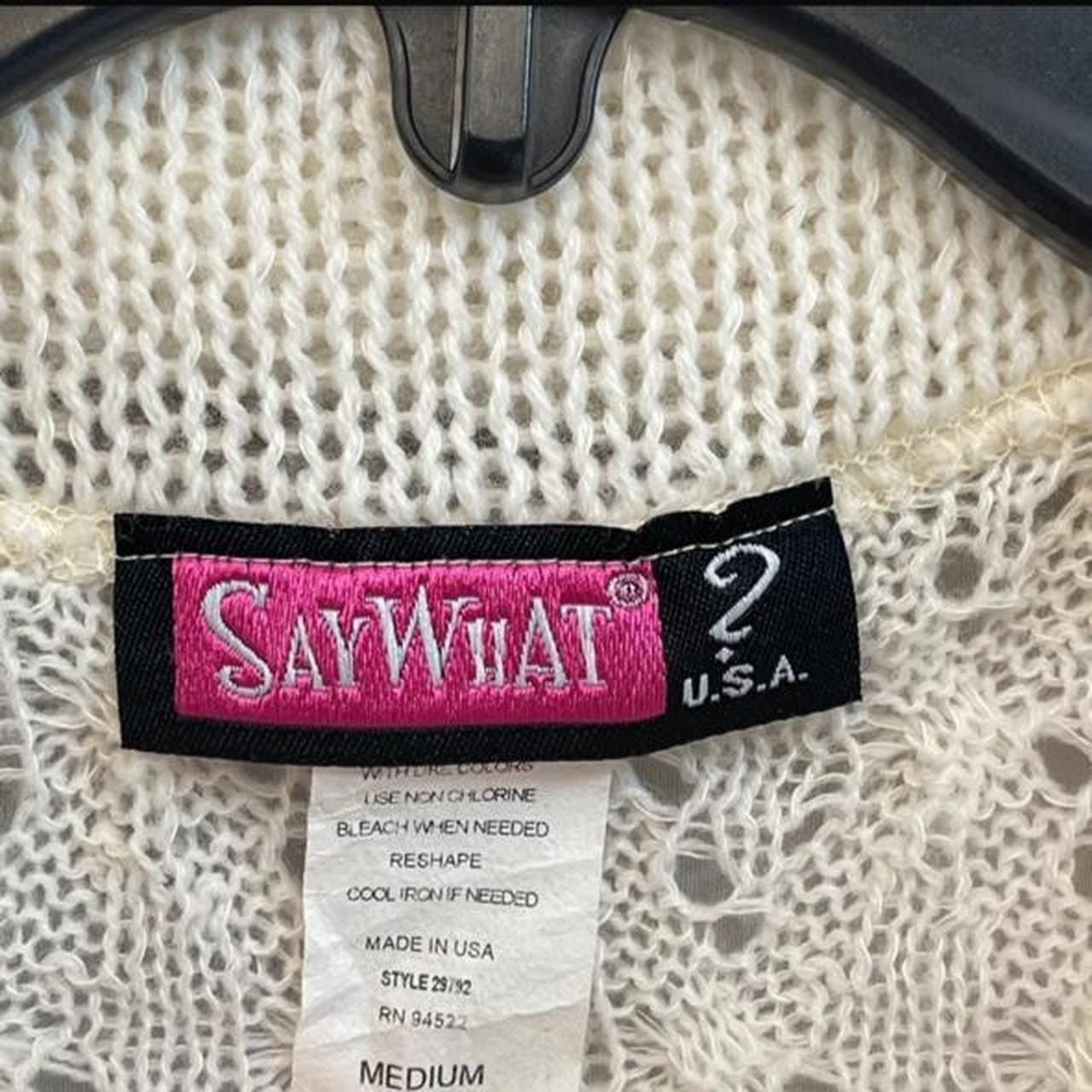 Say What? Y2K Size M Medium 8-10 Cable Knit Long Cardigan Sweater Cream 7