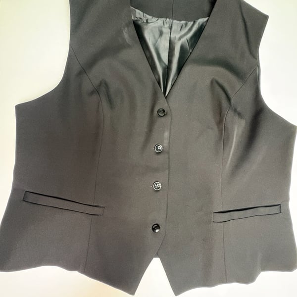 Faucome Women's Suit Vest Size XXL Black V-Neck Fully Lined