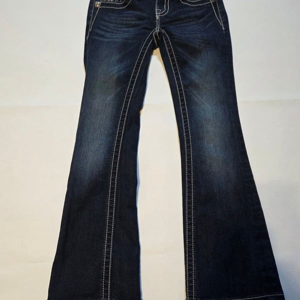 Miss Me Bootcut Jeans Kids Size 7 Dark Wash Bling Flap Pockets