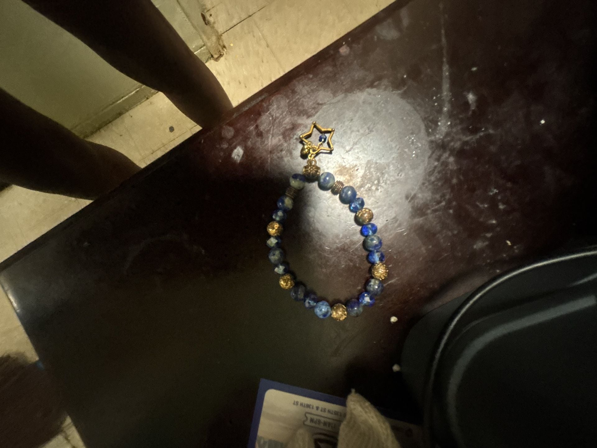 Handmade Beaded Bracelet Blue Stone With Gold Star Charm 3